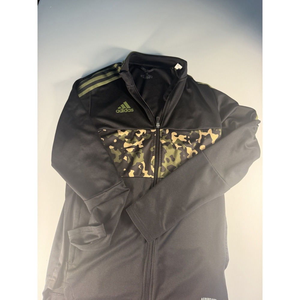 Adidas Jacket Mens Med Black Camo AEROREADY Primegreen Track Full Zip